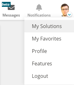My Solutions in a menu under the profile Picture at the very right of the Navigation Bar on bee smart city