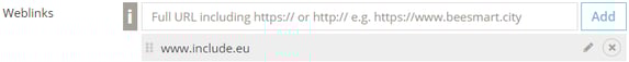 Weblinks Input Field with Providers Homepage added for demonstration Screenshot