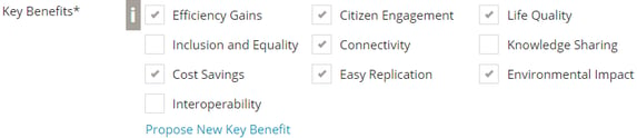 Key Benefits Selection Field with 6 Key Benefits selected Screenshot