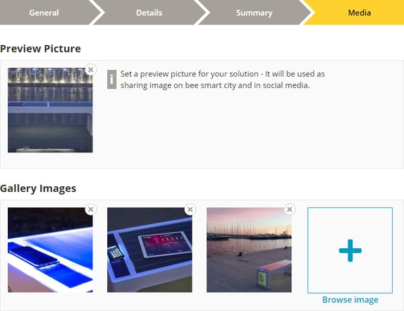 Media Tab Preview Picture and Gallery Images Fields with Pictures added for demonstration Screenshot