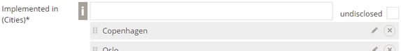 Implemented In Input Field with undisclosed option and cities added for demonstration Screenshot