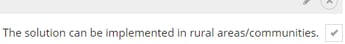 The Solution Can Be Implemented In Rural Areas/Communities checkbox Screenshot